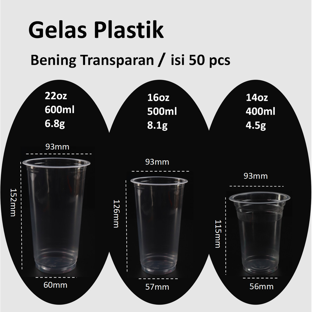 

Ukf5Pc6F4H (Kuliner.Kita) [50Pcs]Gelas Plastik 14Oz 16Oz 22Oz Cup Diameter 93Mm/ Gelas Plastik Tebal
