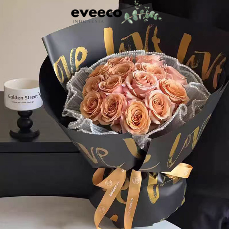 

EVEEco - FL48 TULISAN LOVE Kertas Bunga Paper Buket Motif Cellophane