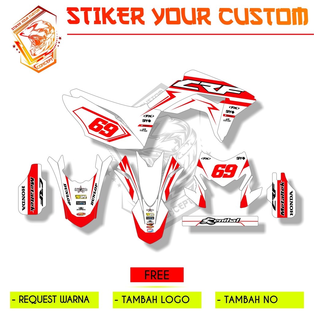 Decal CRF 150 L Full Body Merah Putih Simple