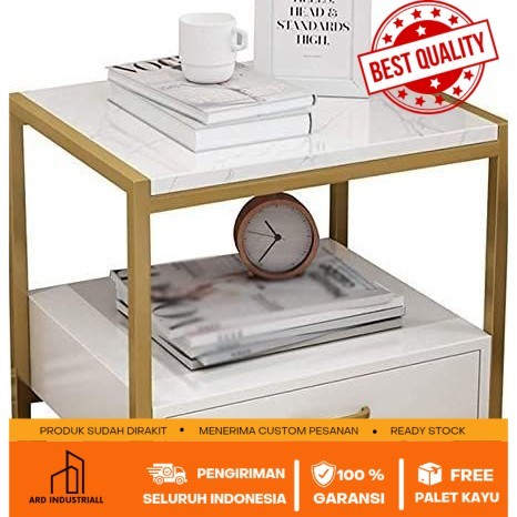 Nakas minimalis HPL kaki besi gold.