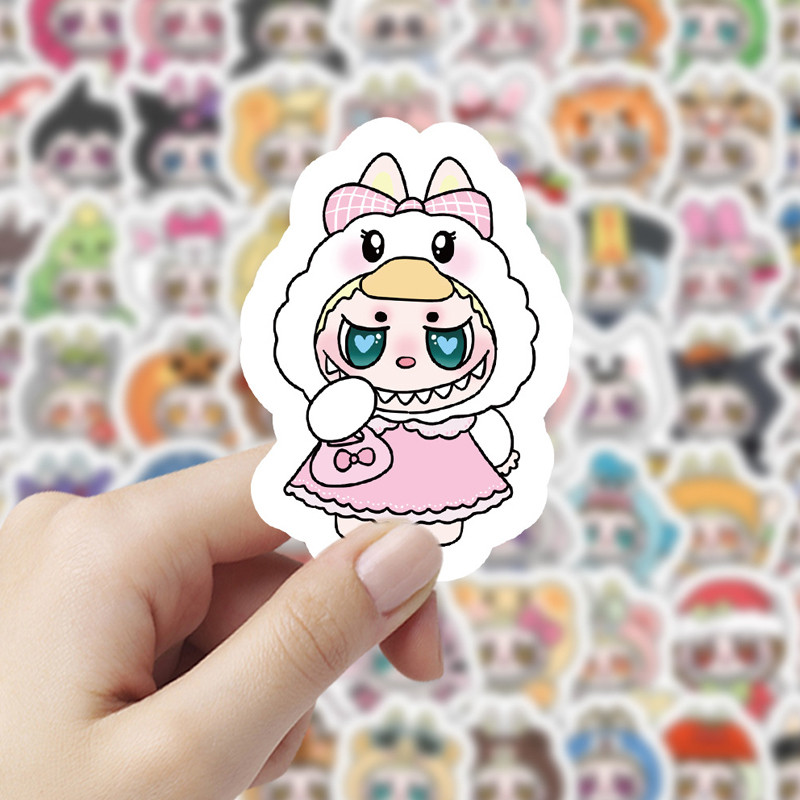 

COD Stiker Lucu Kartun Stiker Labubu Cross Dressing Kreatif Stiker Scrapbook Buku Catatan