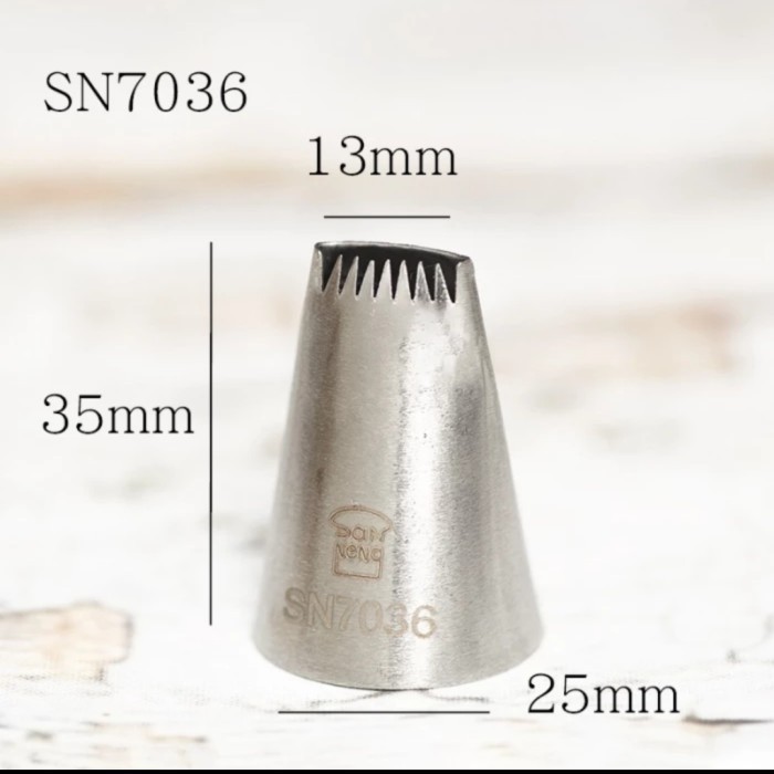 Sanneng pastry tip SN7031 7032 7033 7034 7035 7036 / spuit gelombang - SN7036 (M)