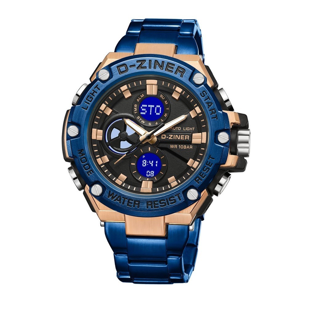 Trendy Buy 1 Get 1  Dziner Jam Tangan Pria 8347  Rantai Stainless Steel Double TIme Water Resistant 