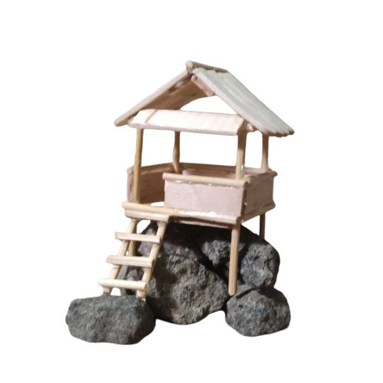 rumah miniatur kayu aquascape hiasan aquarium mini