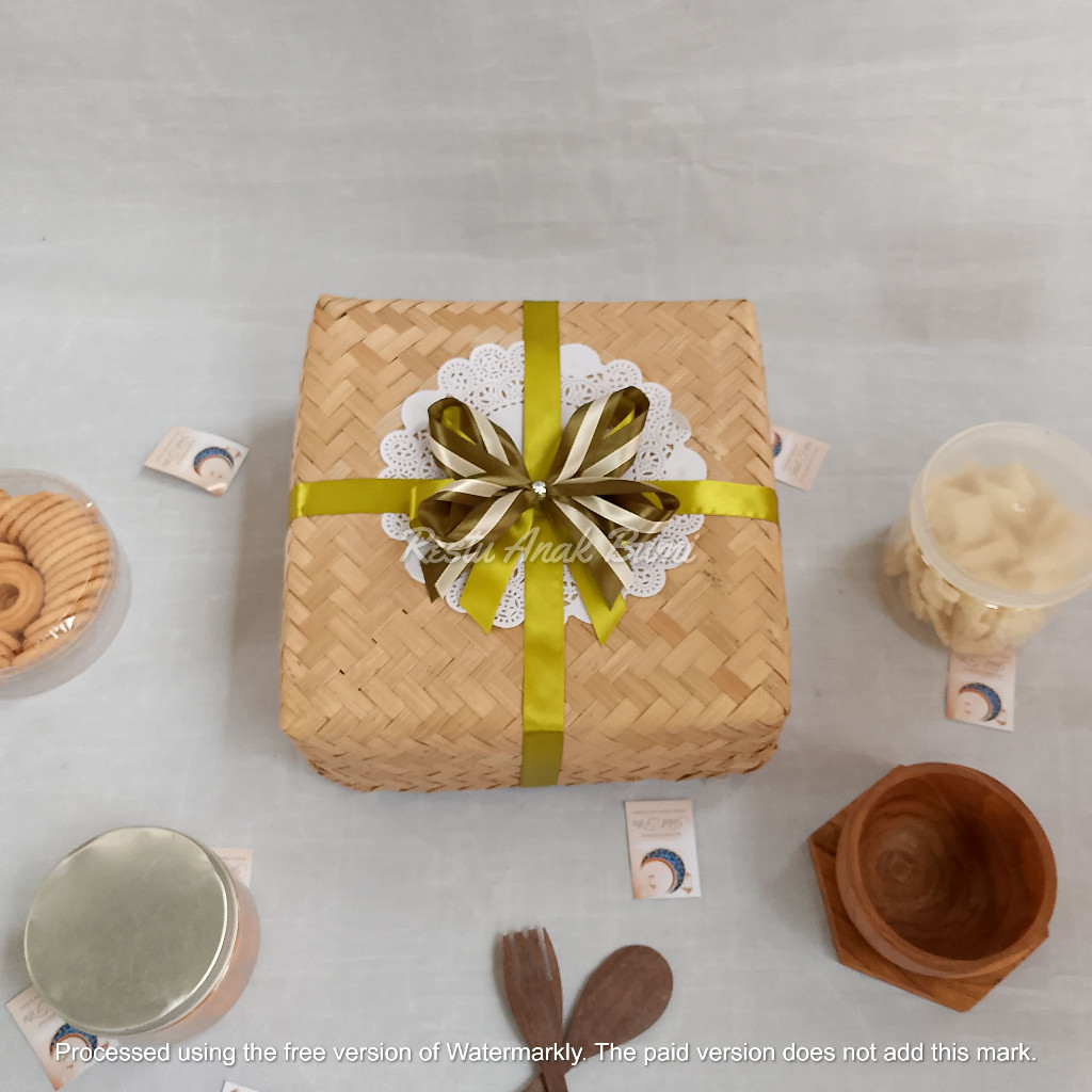 

B081 (Ramadhan Series) Besek Natural Pita Kertas l hampers lebaran l hampers l ater ater l wadah nasi l wadah kue kering l besek l wadah multifungsi l