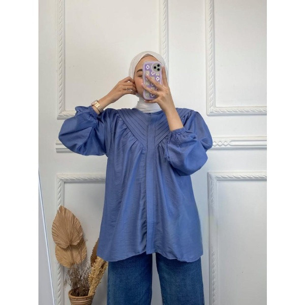 CASHA - ZRX OUTFIT WANITA ELA / VINNA BLOUSE POLO LINEN / Kasual Blouse Wanita / Blouse Polos OOTD K