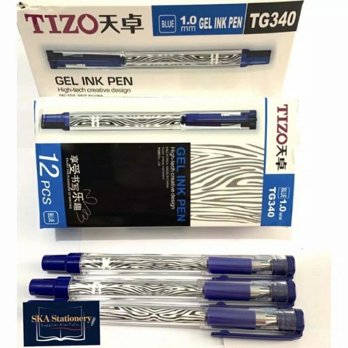 

PROMO!! -TIZO TG340 1.0mm BIRU Bolpen pena Gel ink pen 1Pack / 12Pcs