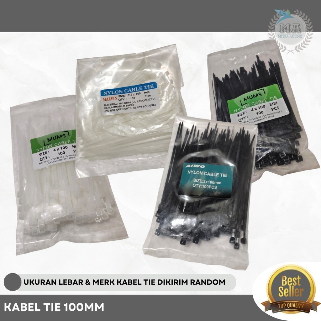

KABEL TIES NYLON SERBAGUNA CABLE NILON HITAM PUTIH 3.6 X 100 MM OLS CABLE TIES NYLON STANDARD MURAH