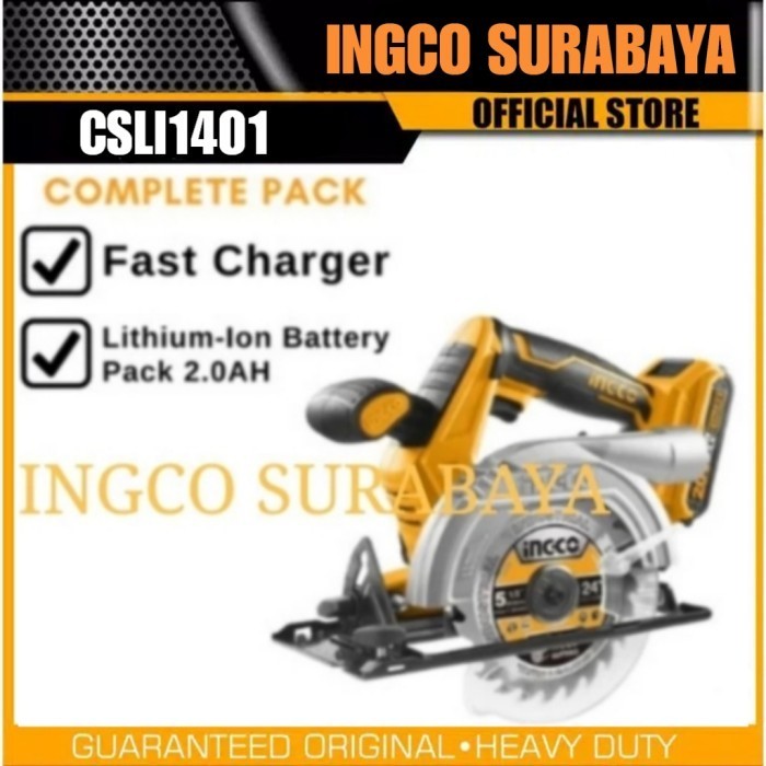 INGCO CSLI1401 CIRCULAR SAW CORDLESS MESIN GERGAJI TANGAN KAYU TRIPLEK