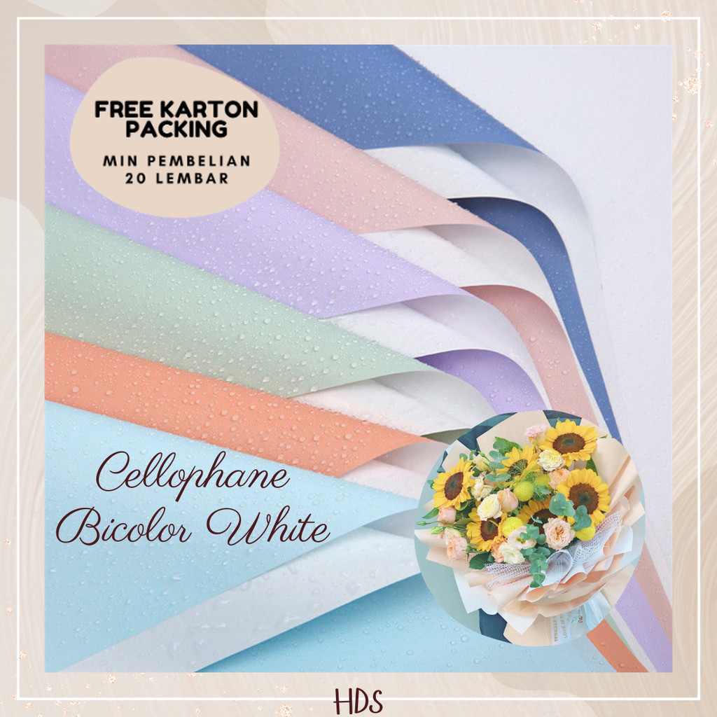 

[5 LEMBAR] WHITE BI COLOR FLOWER WRAPPING CELLOPHANE KERTAS BUKET BUNGA FLORAL WRAP 2 TONE DUA WARNA SOFT