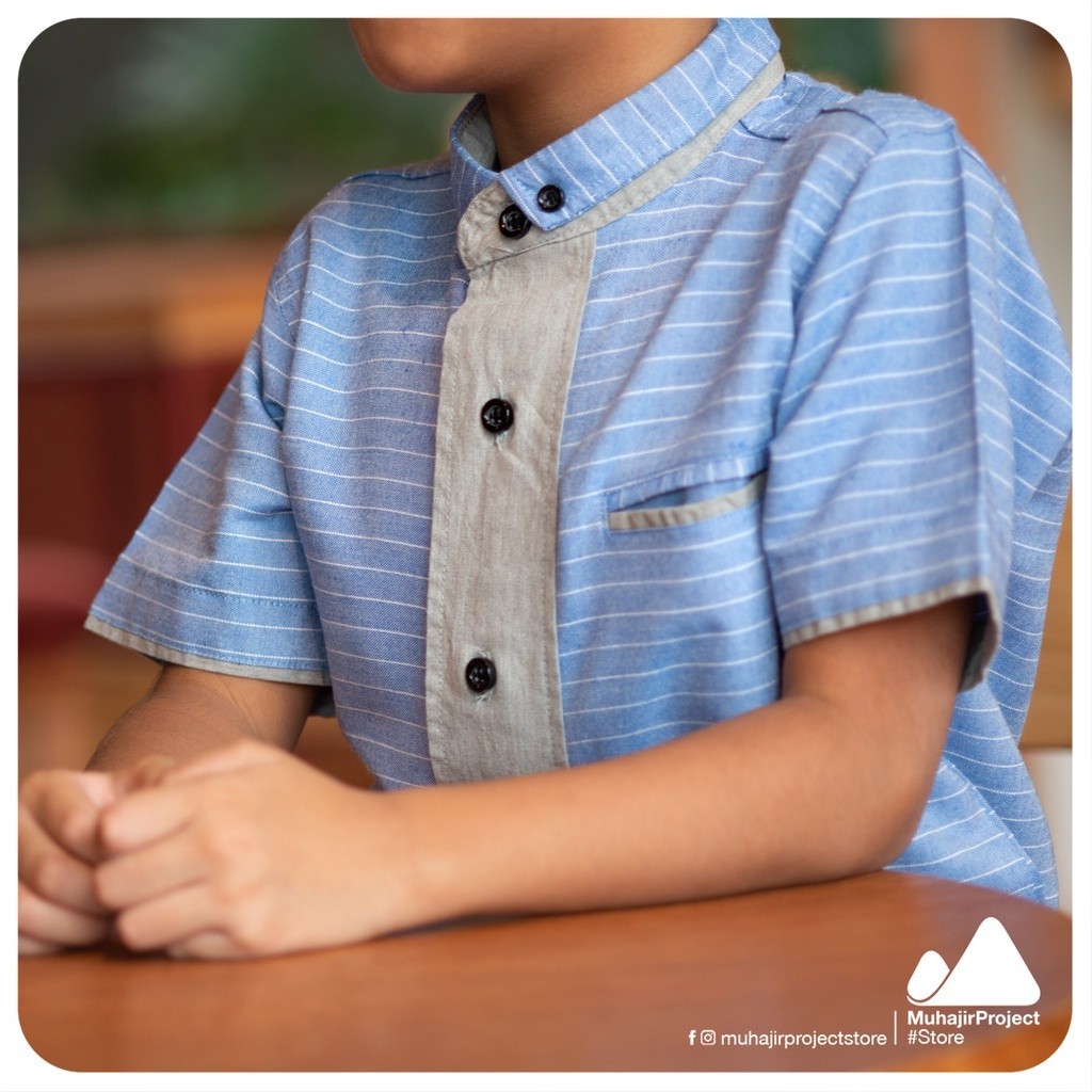 Kids Striped Shirt Short Sleeve Blue