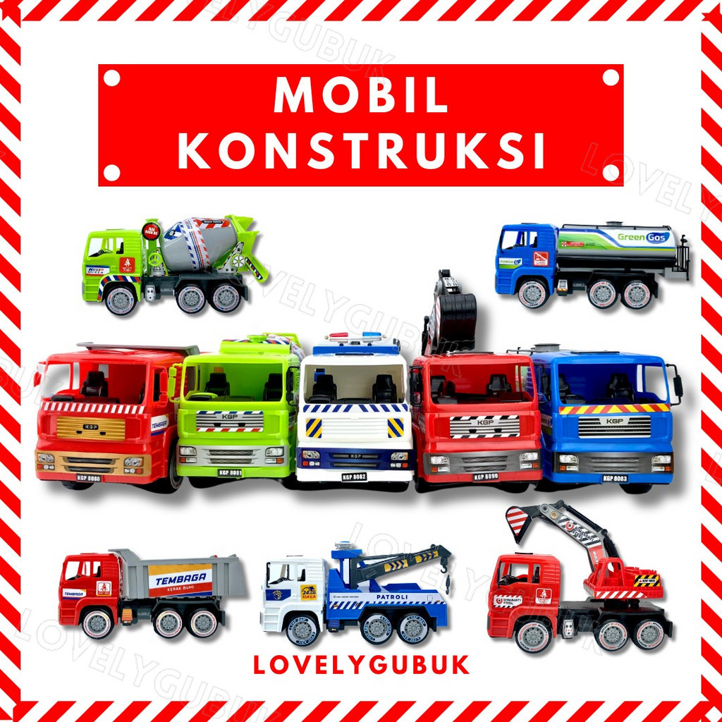[LOGU] Mainan Truk Molen Tangki Derek Dump Excavator Kontruksi KGP8080