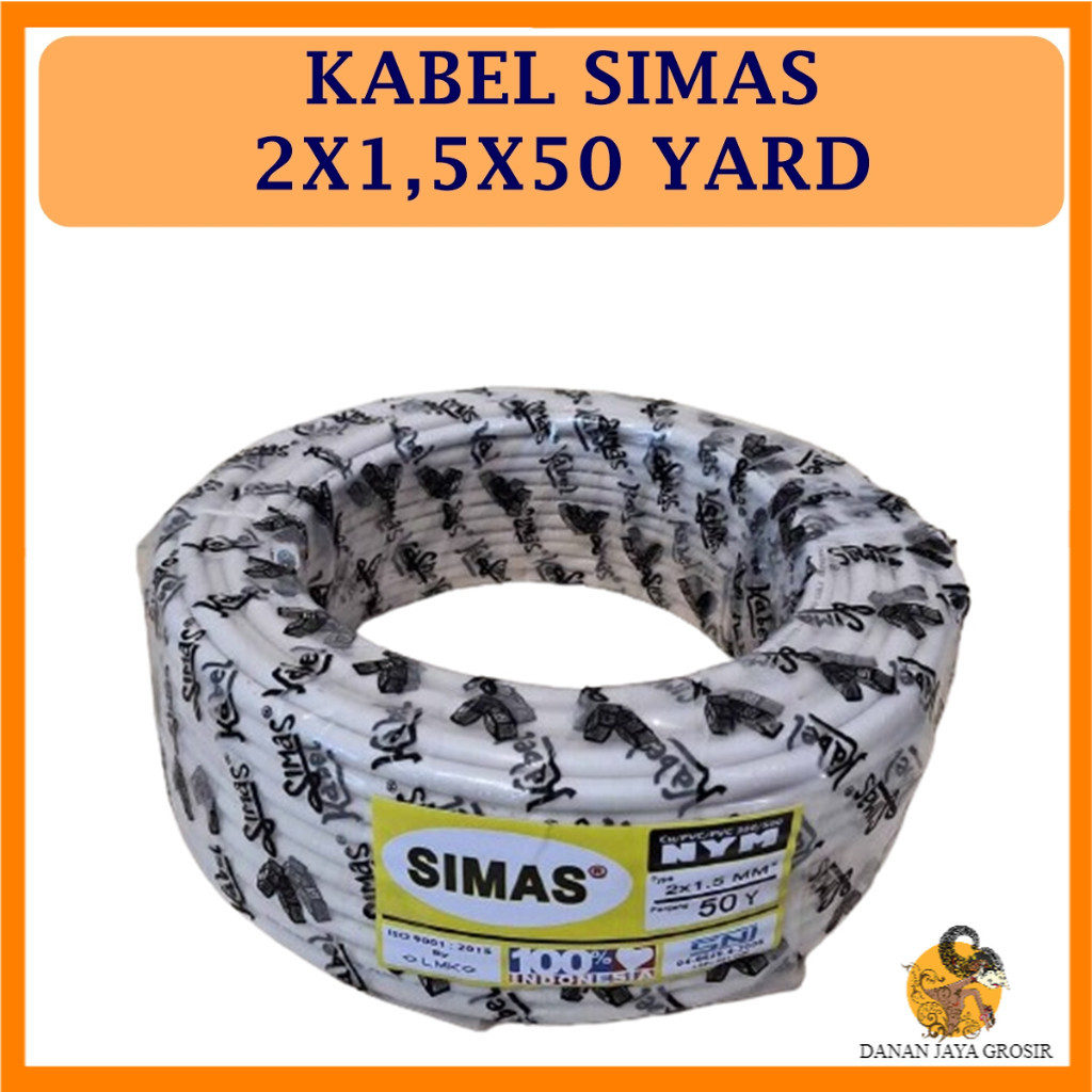 Kabel Listrik NYM 2 x 1.5mm SIMAS 1 Roll 50Y SNI Tembaga Murni Asli Untuk Listrik Standar PLN LMK