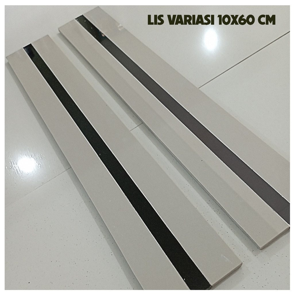 Lis Granit Mix 10x60 H2C Hitam Cream Glossy
