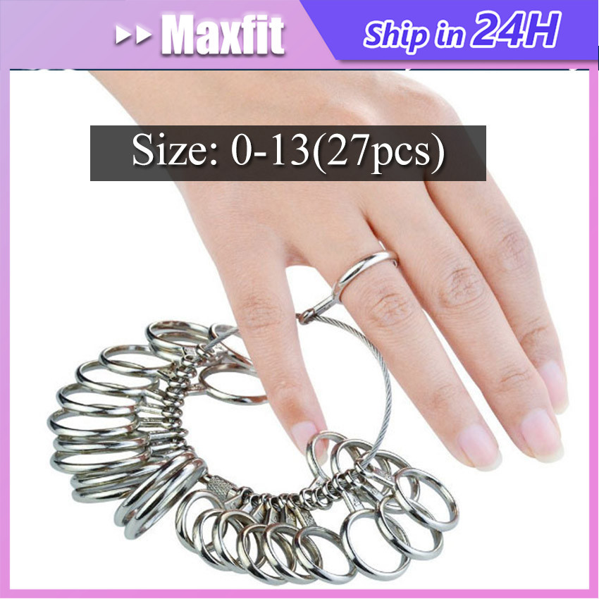 0-13(27pcs) logam Alat Ukur Cincin wanita pria set alat pengukur Gauge Perhiasan Ring Sizer alat uku