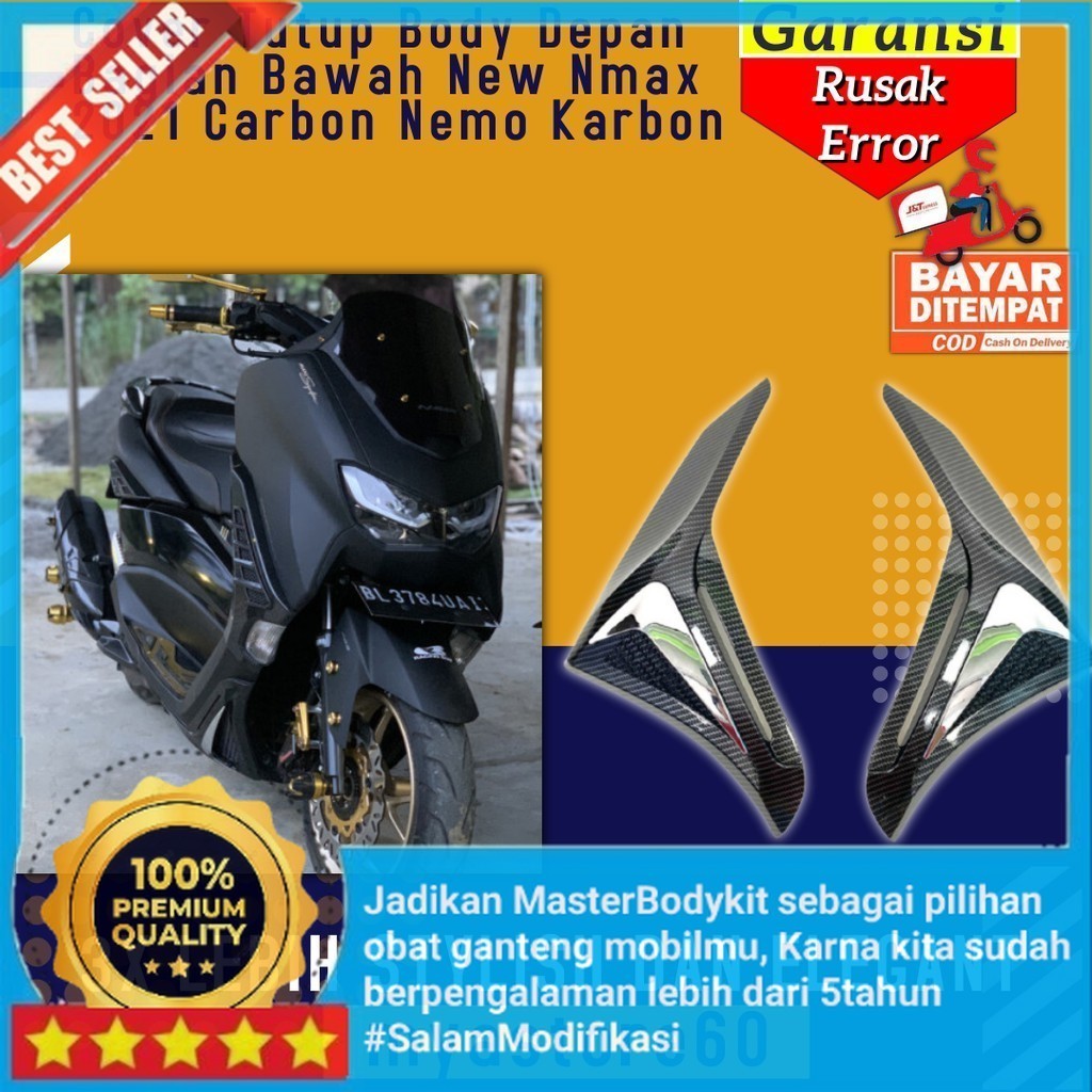 Cover Tutup Body Depan Bagian Bawah Aksesoris Variasi Yamaha New Nmax 2021 Carbon Nemo Karbon