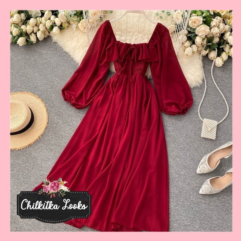 CHILKITKA LOOKS FASHION OUTFIT Glamour Dress Casual Simple Basic Polos Maxi Pantai Korean Pink Black
