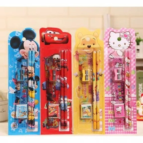 

Paket Lengkap Alat Tulis Pensil Penghapus Rautan Penggaris Bergambar Kartun / Karakter 5In1 / Mini Stationery Set Character ATK Peralatan Menulis 5 In 1 Souvenir Hadiah kado Motif Lucu Unik Disney Doraemon Frozen Spiderman Mickey Princess [MF]