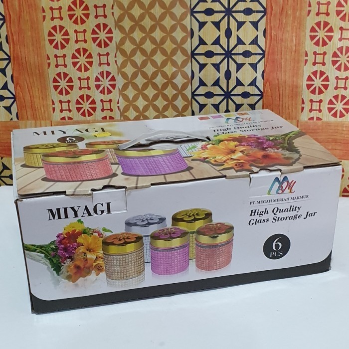 Tempat kue kaca 6 pcs  miyagi/ toples kue lebaran