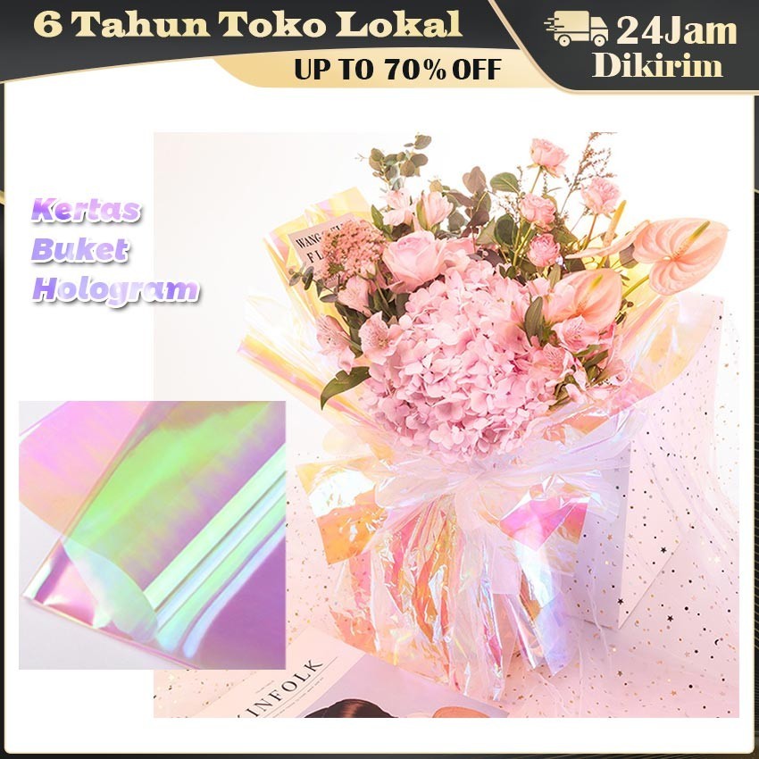 

Hologram Bening Transparan Holo Kertas / Bunga Flowr Wrap Buket Paper Hand Bouquet Dried Flower Material
