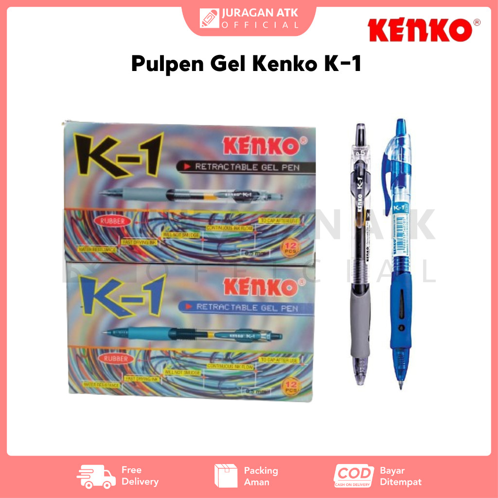 

Pulpen Gel Kenko K-1 0.5mm Hitam dan Biru ( 1 Pack Isi 12Pcs )