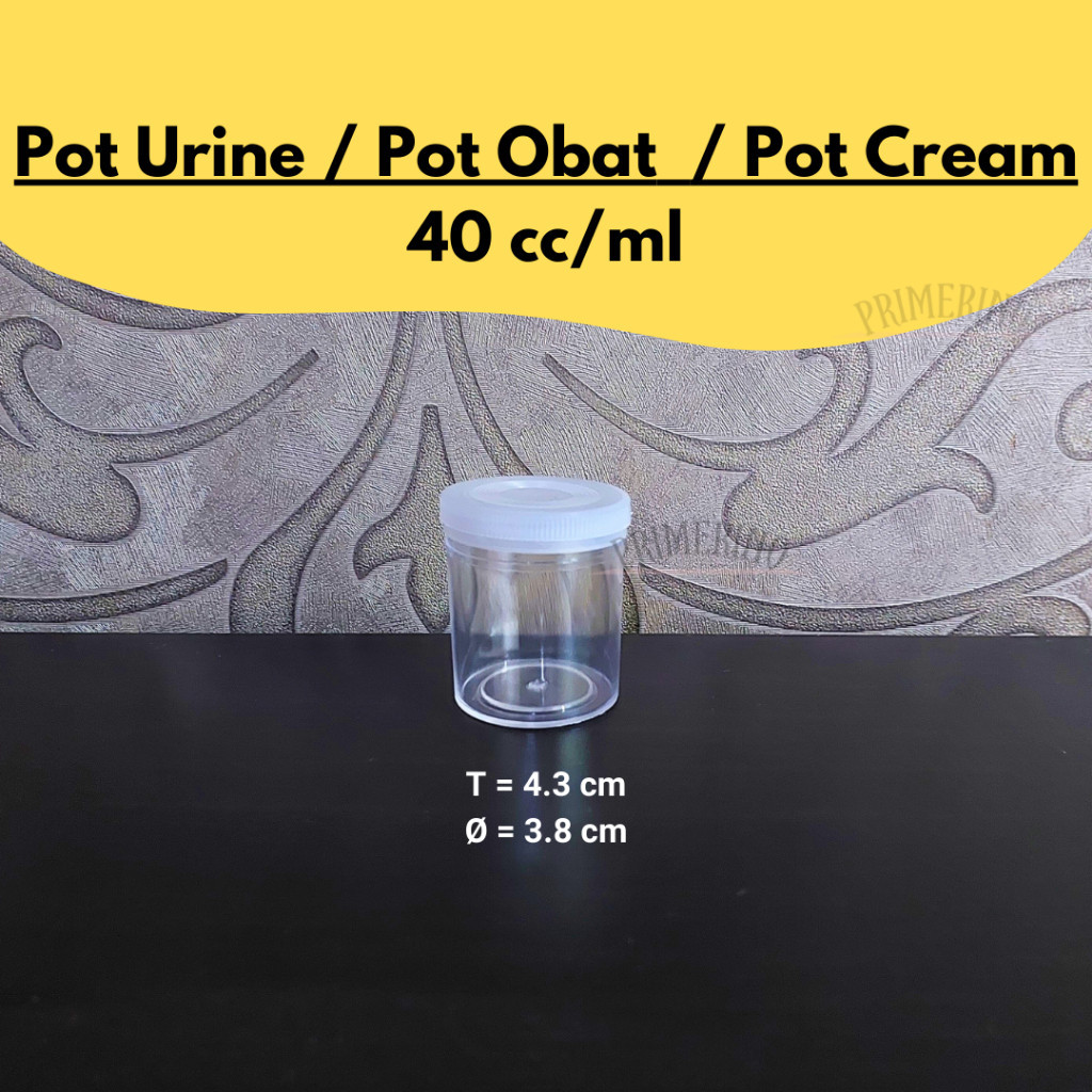 Pot Urine 40 cc-ml / Pot Cream / Container Obat / Botol Plastik / Cup Slime Tempat Obat 40 ml