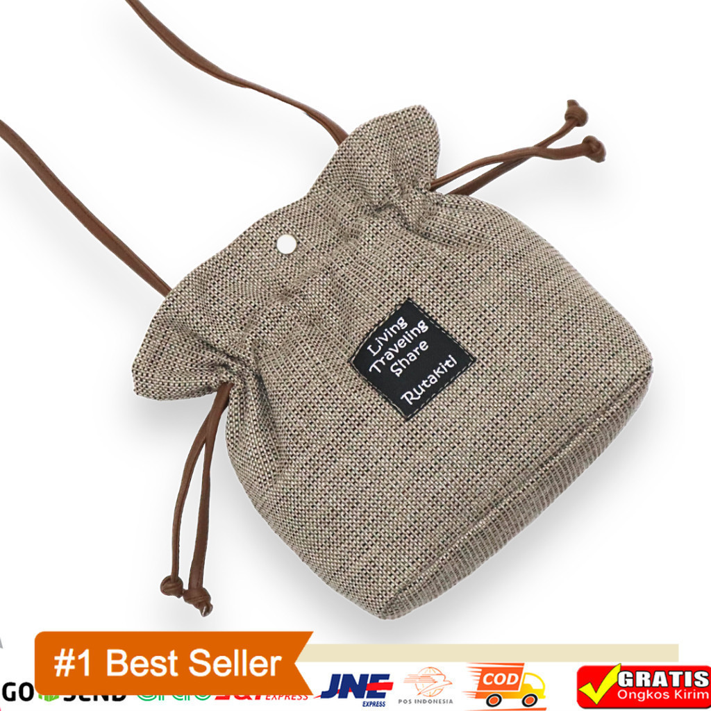 Tas Slingbag Mini Serut Tali Panjang Slempang Cewek Simpel Minimalis Murah COD Semarang Buat Lebaran