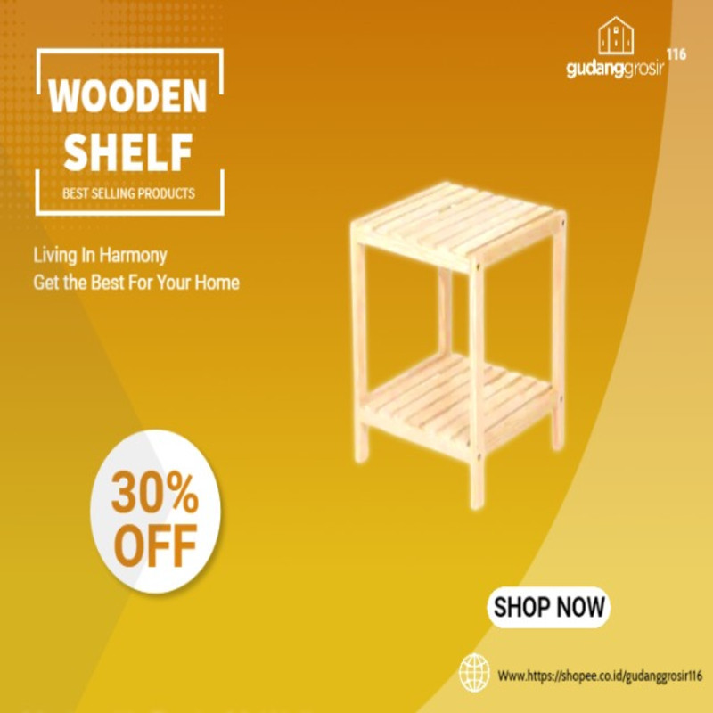 Oana Wooden Shelf 2 / Rak Minimalis / Rak Serbaguna / Rak Kayu Jati Belanda / Rak Aesthentic / Rak S