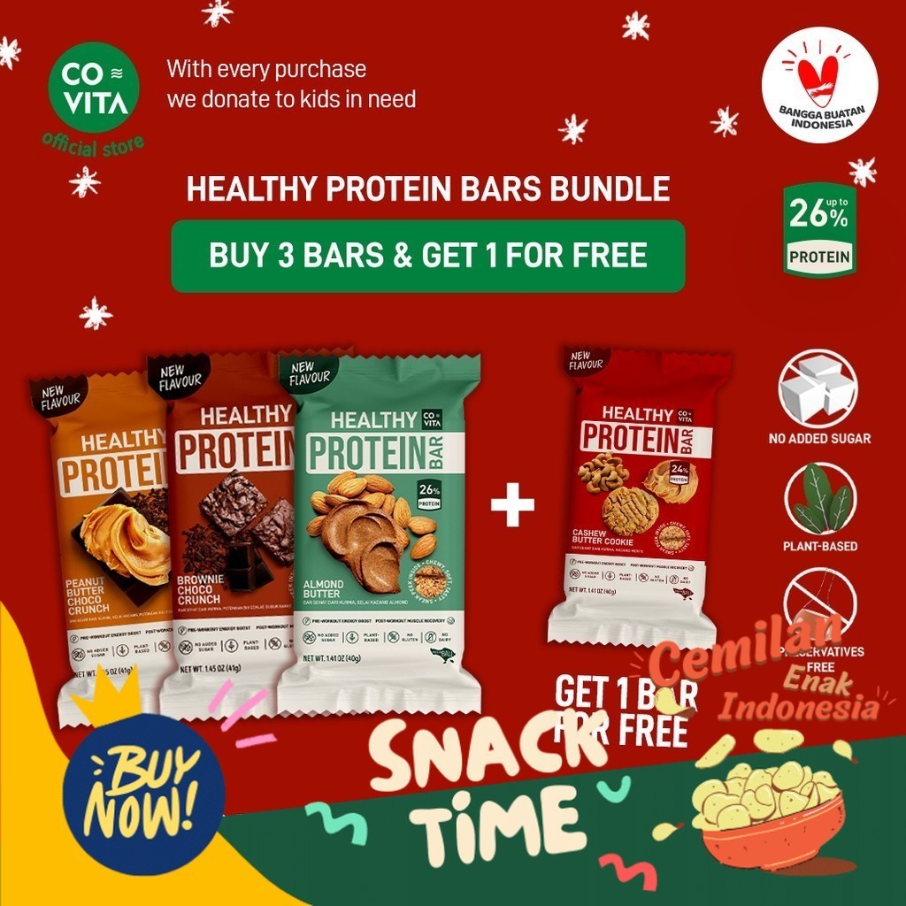 

Special Diskon Bundle Beli 3+1 Gratis - Healthy Protein Bars Covita - Cemilan Sehat