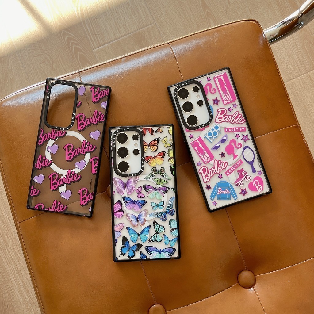 ㉿ Butterfly Barbie Magnetic Hard Clear Casetify Phone Case for Samsung Galaxy S22 S23 S24 Ultra @