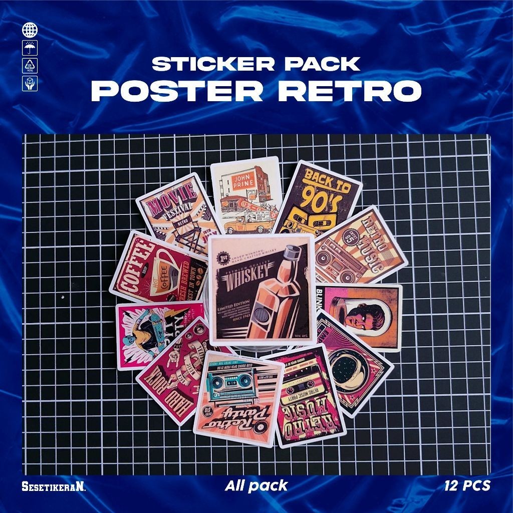 

COD✨ Sesetikeran Stiker Pack Poster Dinding Retro Colorfull Keren Untuk Koper Laptop Skateboard