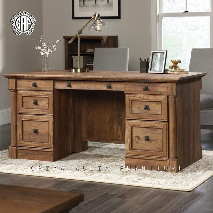 Meja kerja kantor bahan kayu jati meja direktur terbaru