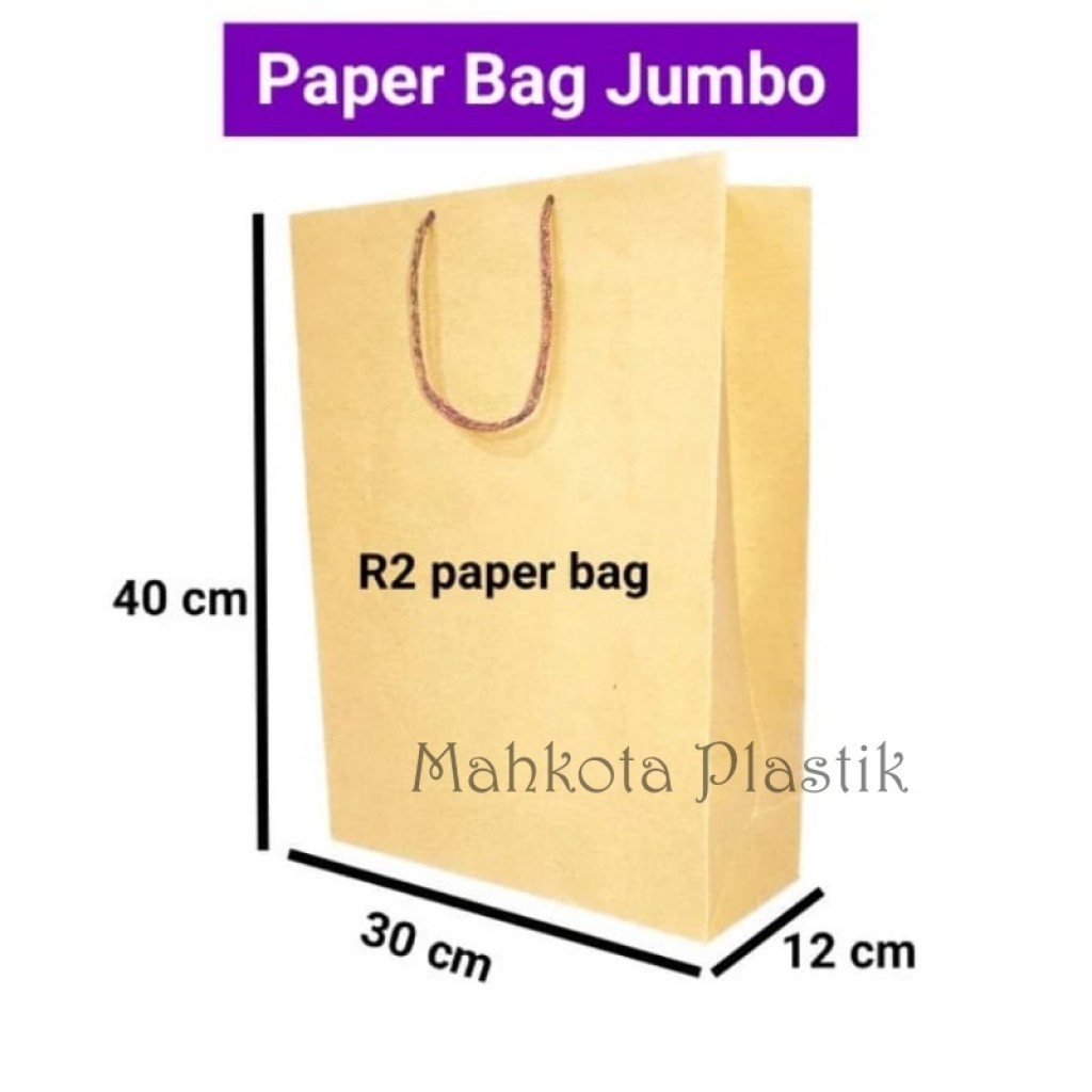 

Paper Bag Jumbo Coklat Polos R2 30x40x12cm isi 10pcs