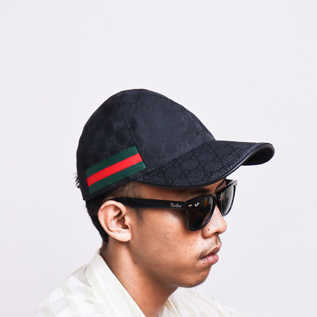 [BRANDED REPUBLIC 2] Topi Baseball Pria Gucci Pattern Black Baseball Cap Hat