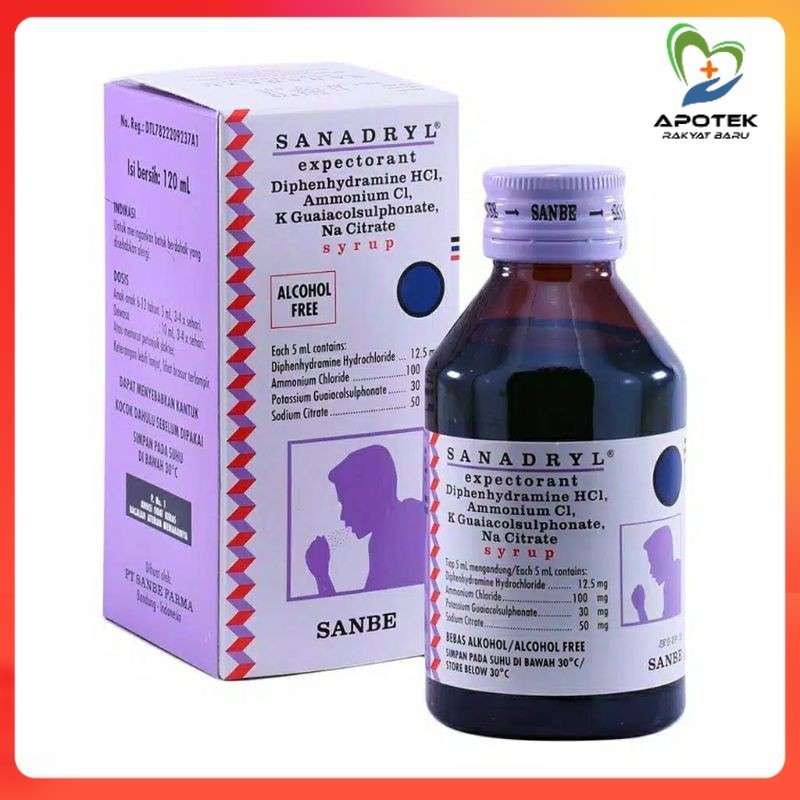 SANADRYL EXPECTORANT SIRUP 120 ml - Batuk Berdahak - Batuk Alergi