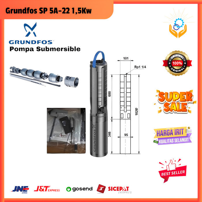 Grundfos SP 5A-22 1,5Kw 3phase Pompa Submersible Grundfos 2HP