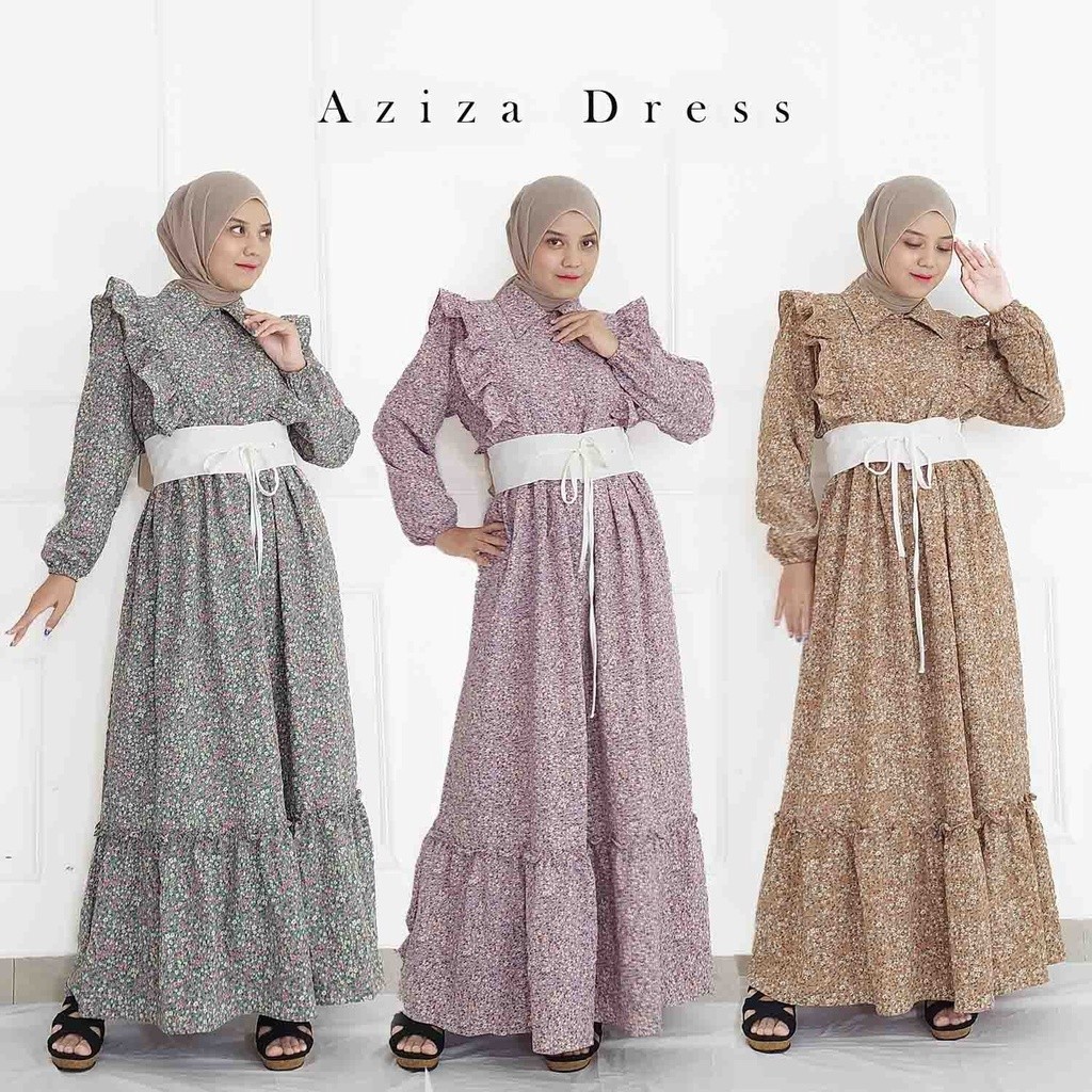 LAYALI - Aziza Dress Fashion Wanita Gamis Hari Raya