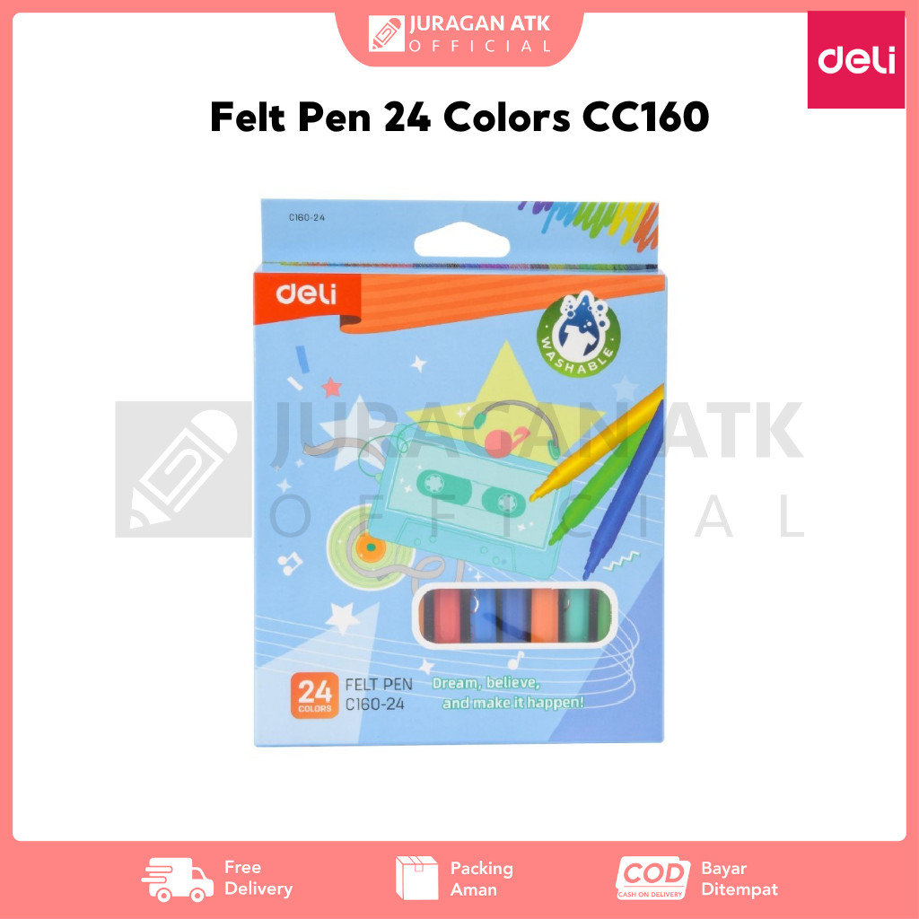 

Felt Pen Deli 24 Colors Spidol Warna Deli 24Warna CC160