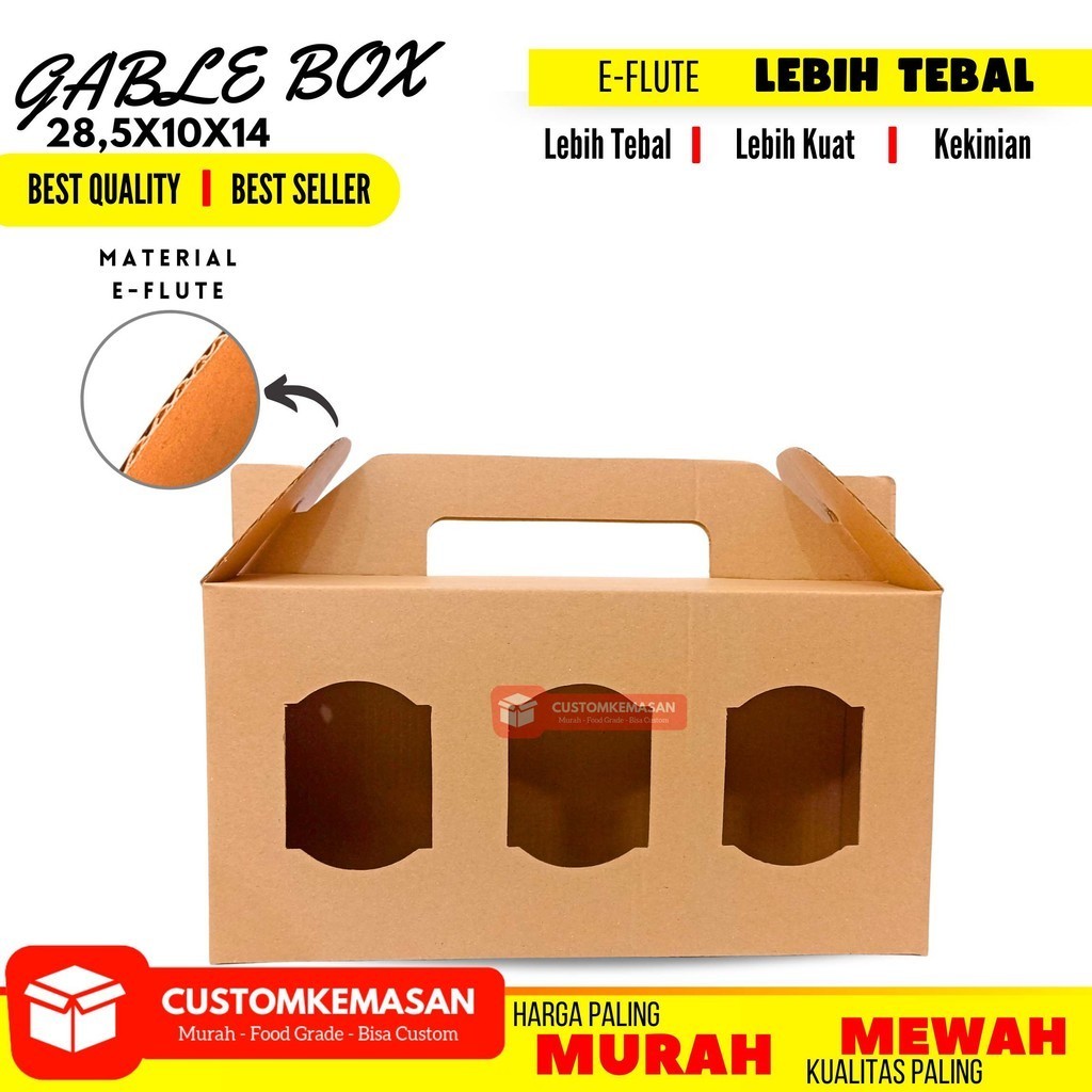 

Dus Souvenir 28,5x10x14 / Gable Box Kraft / Gable Box / Box Hampers / Dus Souvenir Jendela / Dus Kue / Dus Roti / Kemasan Roti