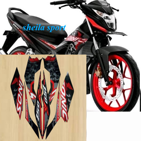Striping original honda sonic 150r 2019 2020 2021 2022 se hitam doff /Stiker motor