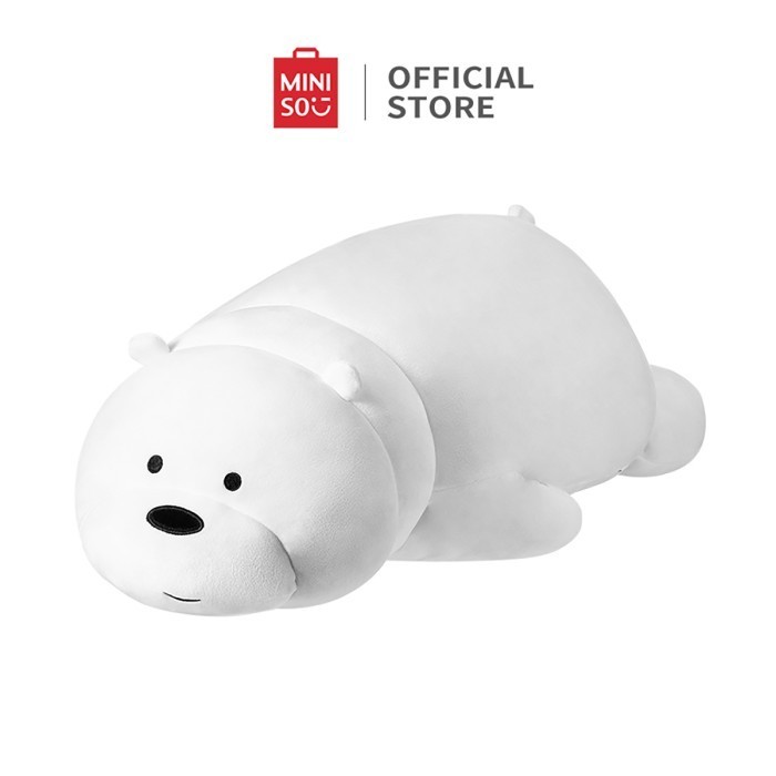 promsi toko MINISO We Bare Bears Boneka Berbahan Berbaring Katun Bantal Lemb 80cm - Ice Bear