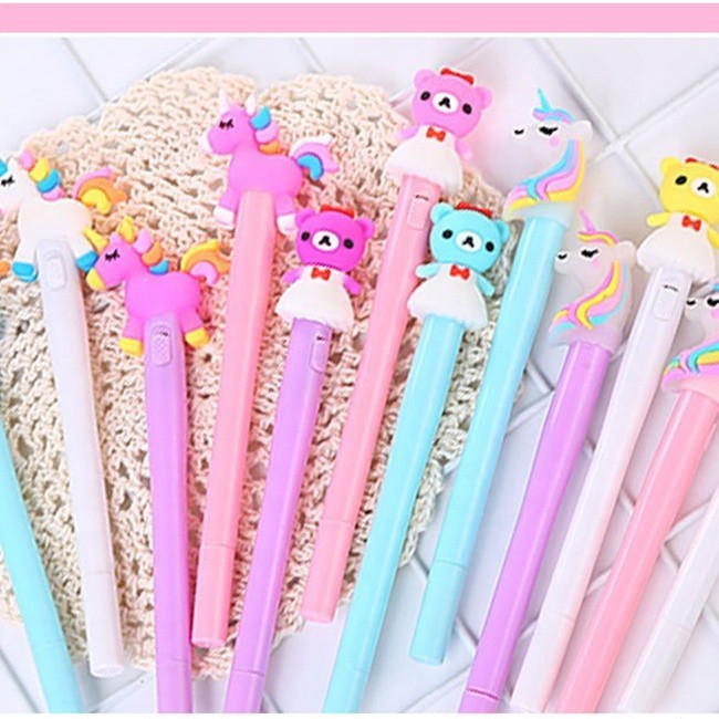 

Unik Lucu Kawaii hadiah alat tulis set pulpen titik lampu LED pulpen bola pulpen Gel