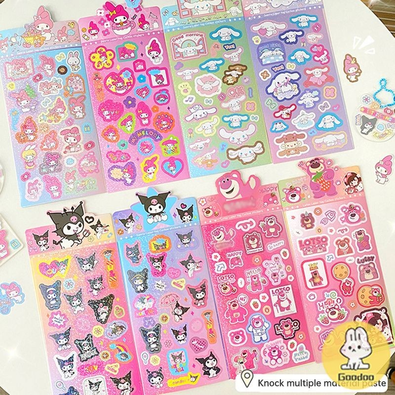 

Stiker Sanrio Gaya Ins Stiker Buku Besar Tangan DIY Anak Stiker Laser Kartun-GOO
