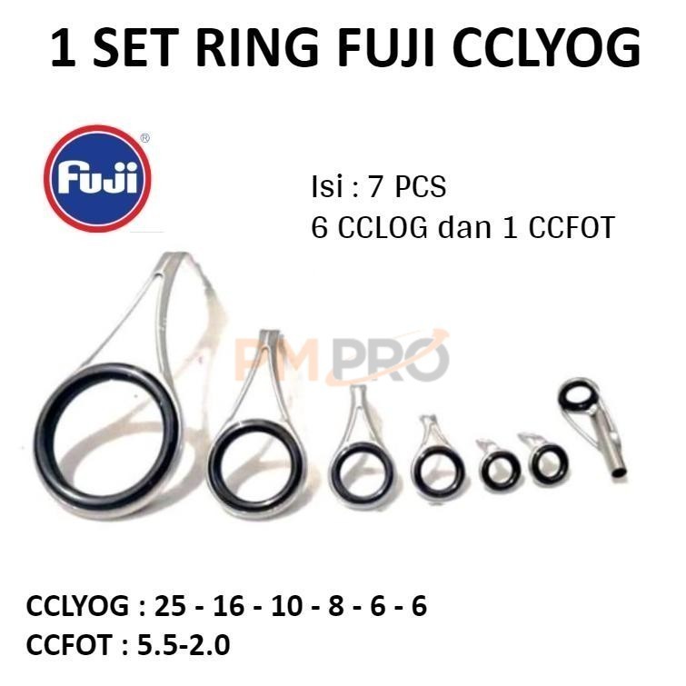 Ring Guide 1 Set Fuji CCLYOG Isi 7 Pcs Kolongan Joran Pancing Spinning Anti Keriting Tahan Karat