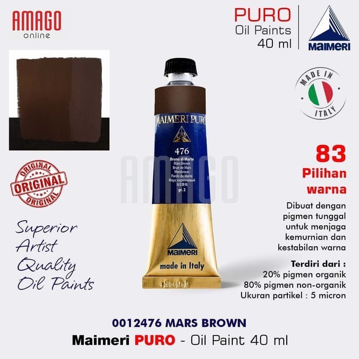

Cat Minyak Lukis MAIMERI Puro - Oil Paint - Mars Brown - 40ml - M0012476