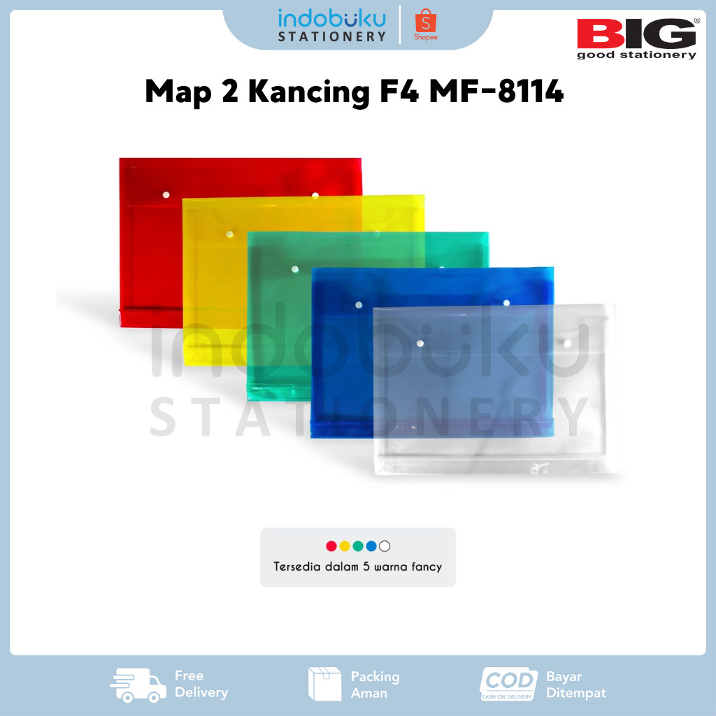 

Map 2 Kancing F4 BIG MF-8114 Plastik Map Dokumen Kancing 2 Transparan Punggung MF-8114