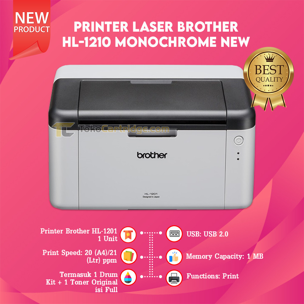 Printer Laser Brother HL-1201 Monochrome, Printer Laser Brother HL-1201 Print Only A4 New