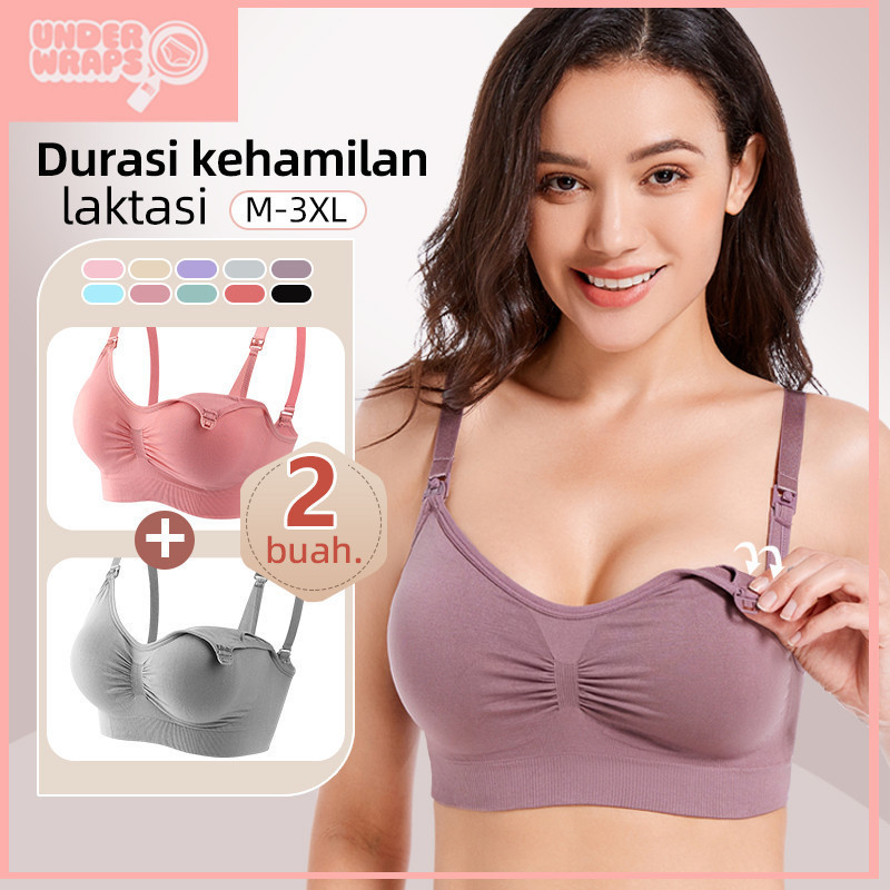 2PCS Bra Menyusui Bahan Katun Jumbo Kancing Depan Tanpa Kawat Bh Menyusui