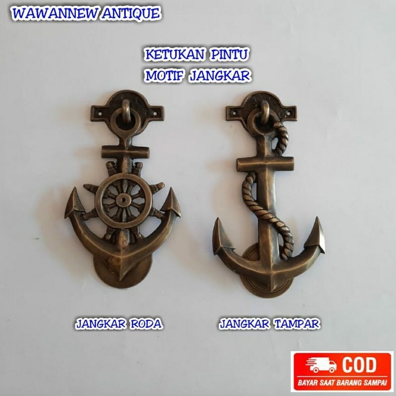 Ketukan Pintu Rumah Kuningan Antik Motif Jangkar 1 pcs Ketukan Pintu Kuningan Door Knocker