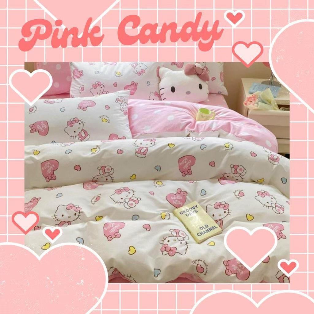 ProvenSprei - Sprei Katun Lokal SG Pink candy - Hello kitty - HK pink